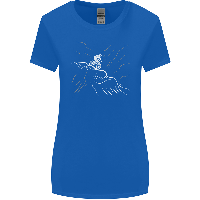 Downhill Mountain Biking Cycling Bike MTB Womens Wider Cut T-Shirt Royal Blue