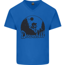 Downhill Mountain Biking Cycling MTB Bike Mens V-Neck Cotton T-Shirt Royal Blue