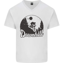 Downhill Mountain Biking Cycling MTB Bike Mens V-Neck Cotton T-Shirt White