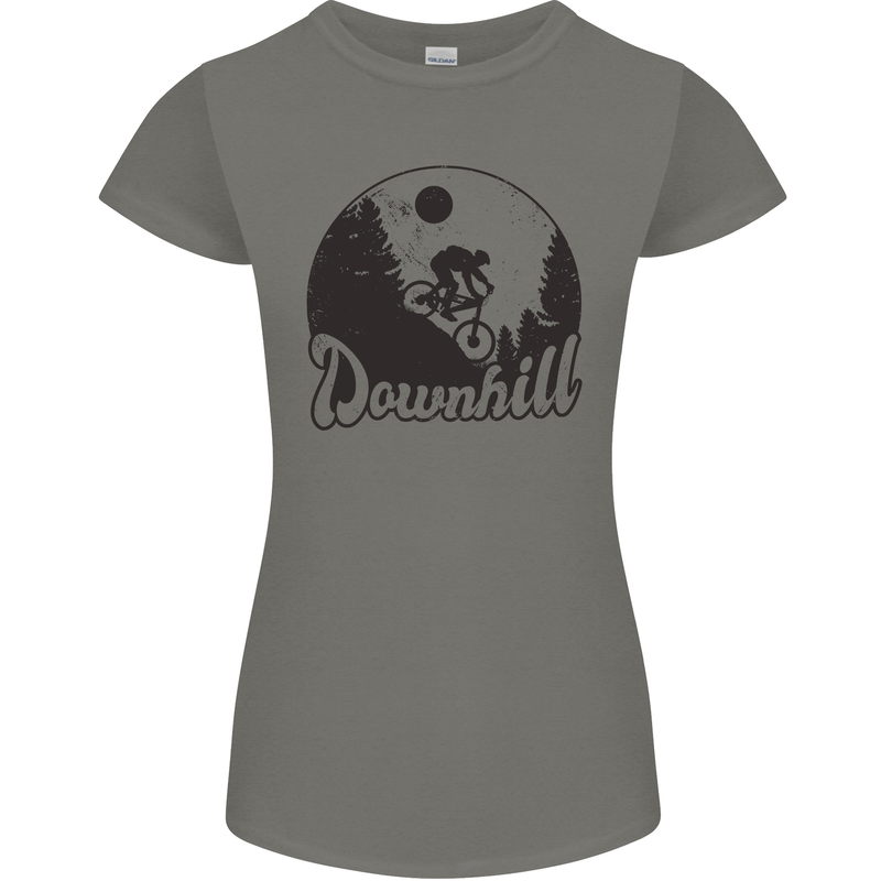 Downhill Mountain Biking Cycling MTB Bike Womens Petite Cut T-Shirt Charcoal