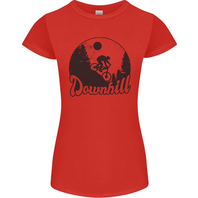 Downhill Mountain Biking Cycling MTB Bike Womens Petite Cut T-Shirt Red