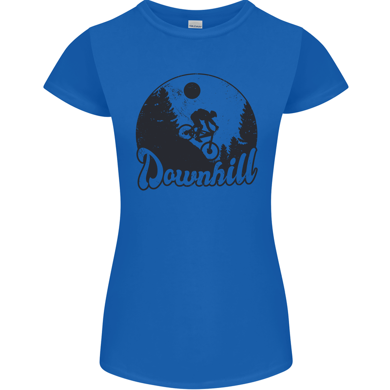Downhill Mountain Biking Cycling MTB Bike Womens Petite Cut T-Shirt Royal Blue