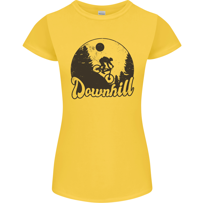 Downhill Mountain Biking Cycling MTB Bike Womens Petite Cut T-Shirt Yellow