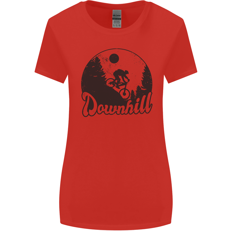 Downhill Mountain Biking Cycling MTB Bike Womens Wider Cut T-Shirt Red