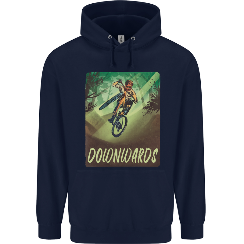 Downhill Mountain Biking DH Cycling Bicycle Mens 80% Cotton Hoodie Navy Blue