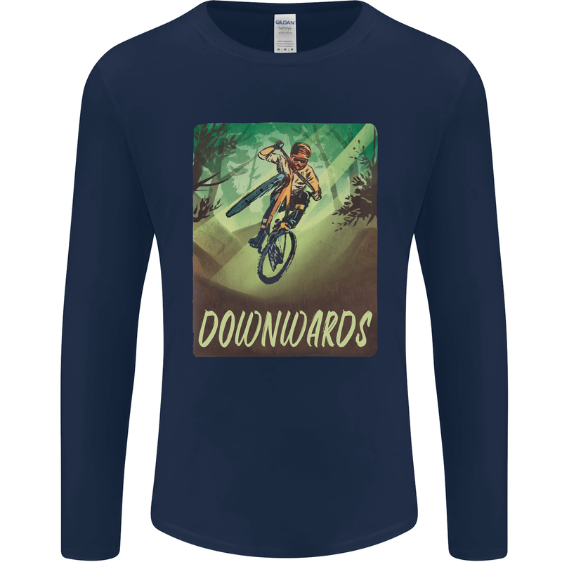 Downhill Mountain Biking DH Cycling Bicycle Mens Long Sleeve T-Shirt Navy Blue