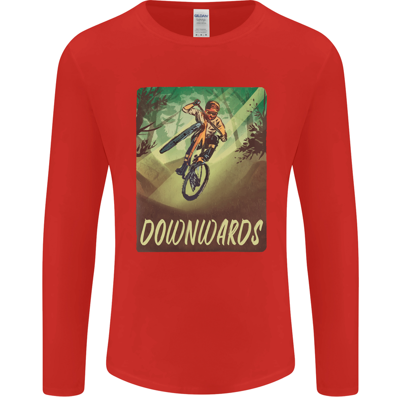 Downhill Mountain Biking DH Cycling Bicycle Mens Long Sleeve T-Shirt Red