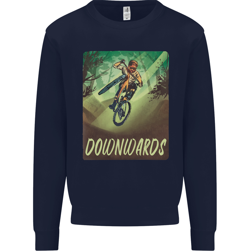 Downhill Mountain Biking DH Cycling Bicycle Mens Sweatshirt Jumper Navy Blue