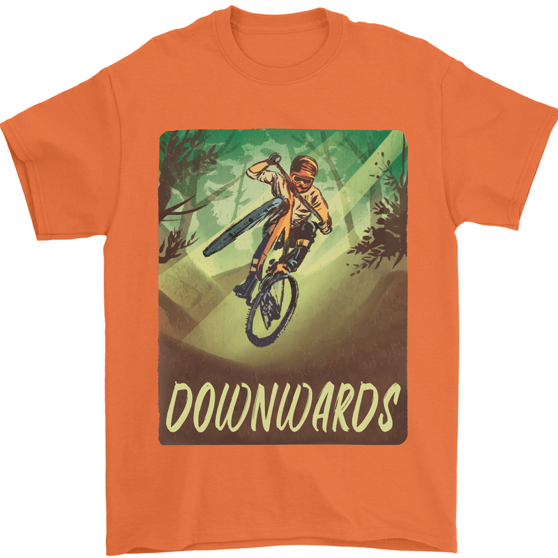 Downhill Mountain Biking DH Cycling Bicycle Mens T-Shirt 100% Cotton Orange