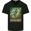 Downhill Mountain Biking DH Cycling Bicycle Mens V-Neck Cotton T-Shirt Black