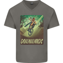 Downhill Mountain Biking DH Cycling Bicycle Mens V-Neck Cotton T-Shirt Charcoal