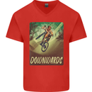 Downhill Mountain Biking DH Cycling Bicycle Mens V-Neck Cotton T-Shirt Red
