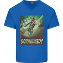 Downhill Mountain Biking DH Cycling Bicycle Mens V-Neck Cotton T-Shirt Royal Blue