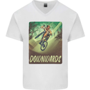 Downhill Mountain Biking DH Cycling Bicycle Mens V-Neck Cotton T-Shirt White