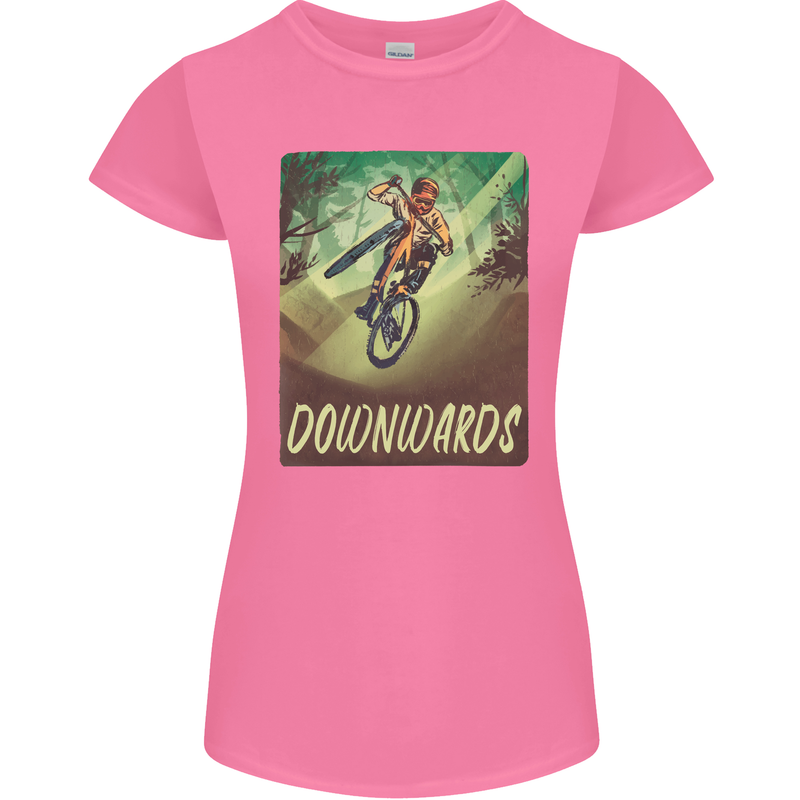 Downhill Mountain Biking DH Cycling Bicycle Womens Petite Cut T-Shirt Azalea