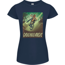 Downhill Mountain Biking DH Cycling Bicycle Womens Petite Cut T-Shirt Navy Blue