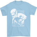 Downhill Mountain Biking DH Cycling Mens T-Shirt 100% Cotton Light Blue