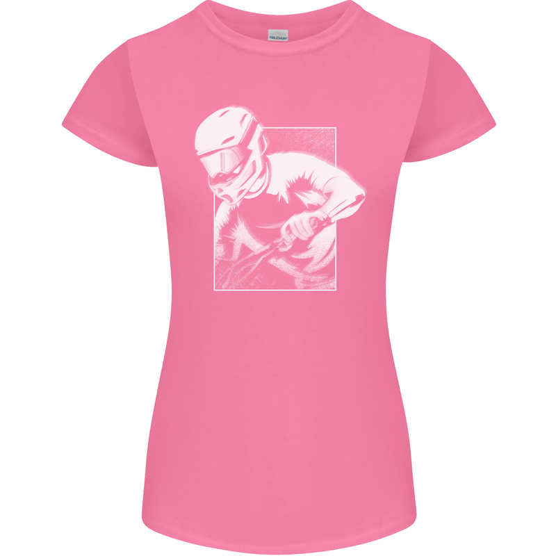 Downhill Mountain Biking DH Cycling Womens Petite Cut T-Shirt Azalea