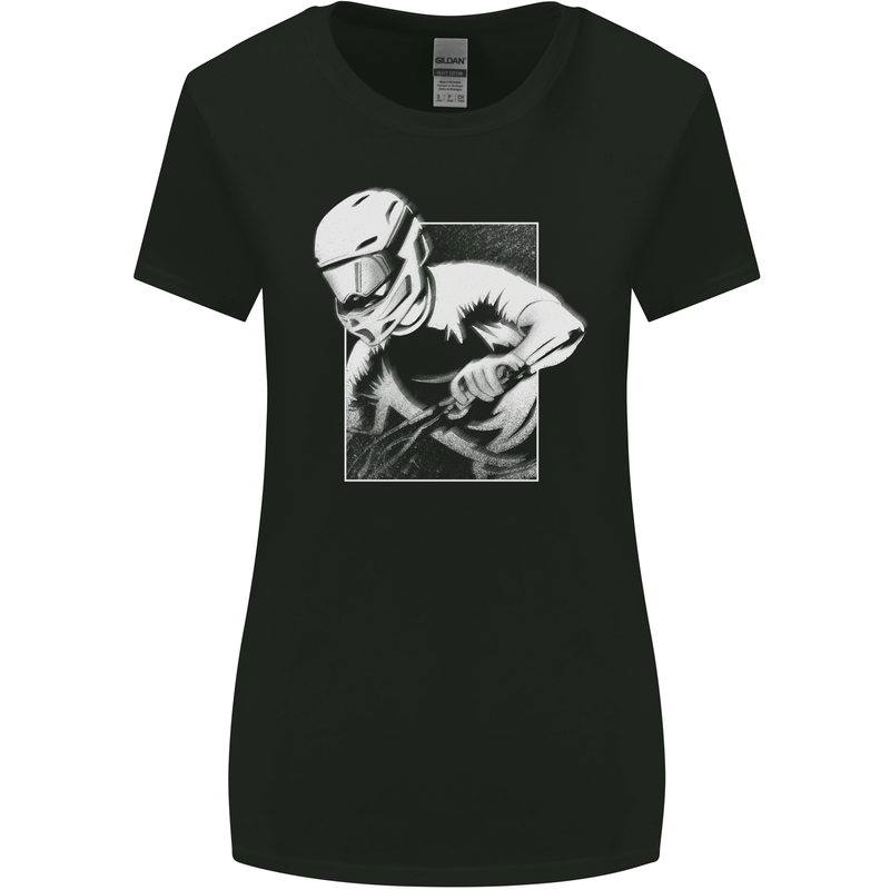 Downhill Mountain Biking DH Cycling Womens Wider Cut T-Shirt Black
