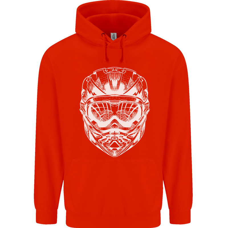 Downhill Mountain Biking Helmet DH MTB Childrens Kids Hoodie Bright Red