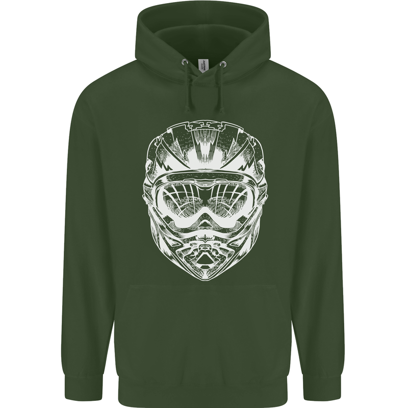 Downhill Mountain Biking Helmet DH MTB Childrens Kids Hoodie Forest Green