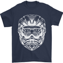 Downhill Mountain Biking Helmet DH MTB Mens T-Shirt 100% Cotton Navy Blue