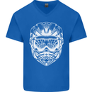 Downhill Mountain Biking Helmet DH MTB Mens V-Neck Cotton T-Shirt Royal Blue
