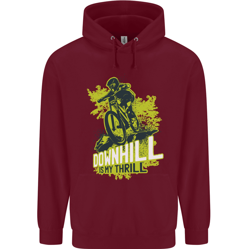 Downhill Mountain Biking My Thrill Cycling Childrens Kids Hoodie Maroon