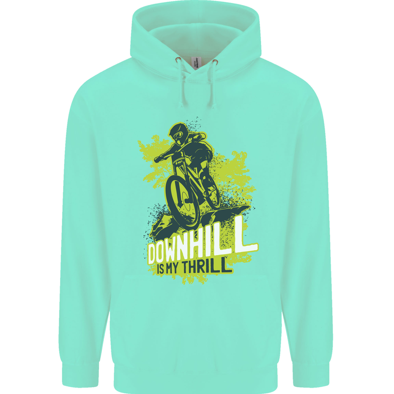 Downhill Mountain Biking My Thrill Cycling Childrens Kids Hoodie Peppermint