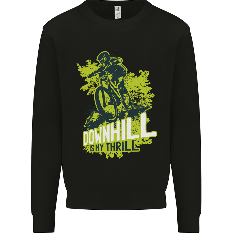 Downhill Mountain Biking My Thrill Cycling Kids Sweatshirt Jumper Black