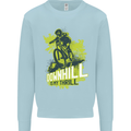 Downhill Mountain Biking My Thrill Cycling Kids Sweatshirt Jumper Light Blue