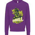 Downhill Mountain Biking My Thrill Cycling Kids Sweatshirt Jumper Purple
