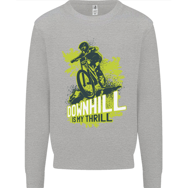 Downhill Mountain Biking My Thrill Cycling Kids Sweatshirt Jumper Sports Grey