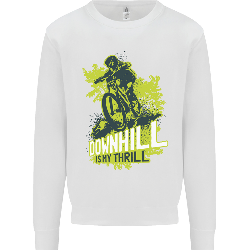 Downhill Mountain Biking My Thrill Cycling Kids Sweatshirt Jumper White