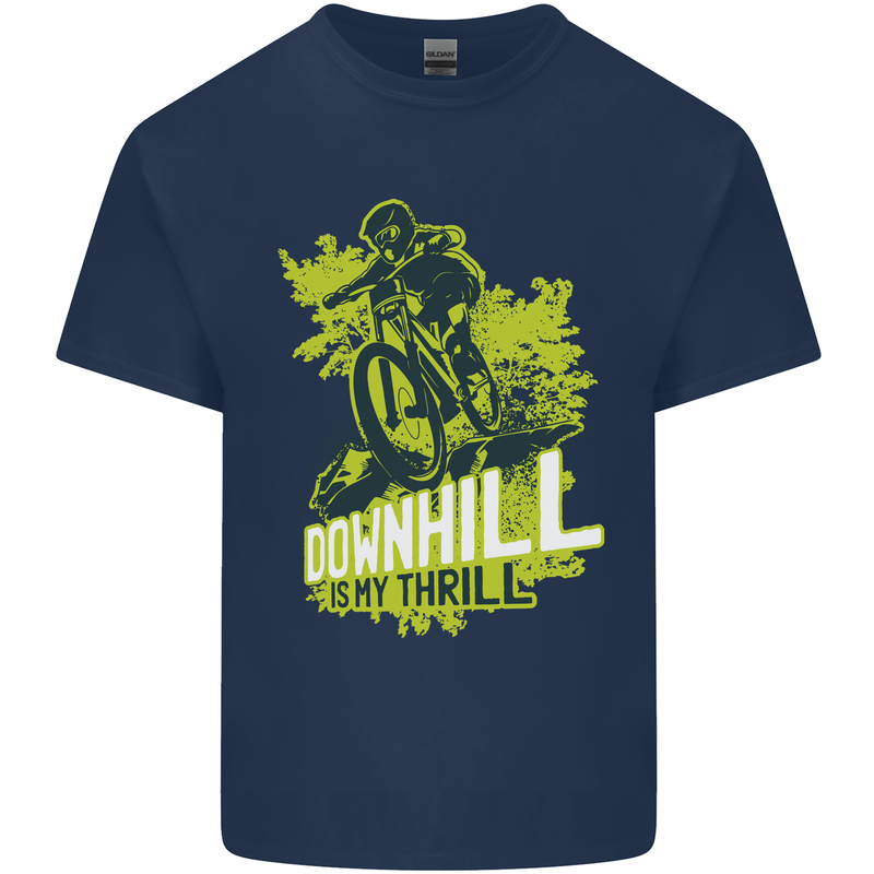 Downhill Mountain Biking My Thrill Cycling Kids T-Shirt Childrens Navy Blue