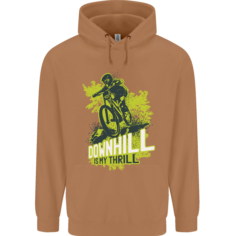 Downhill Mountain Biking My Thrill Cycling Mens 80% Cotton Hoodie Caramel Latte