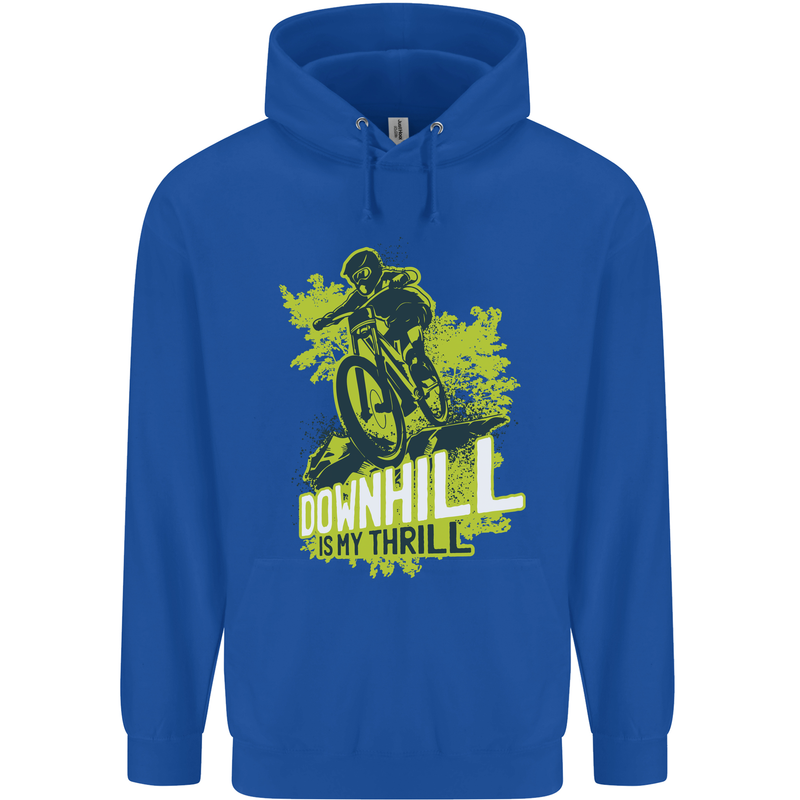 Downhill Mountain Biking My Thrill Cycling Mens 80% Cotton Hoodie Royal Blue