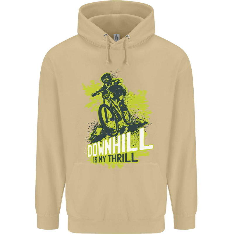 Downhill Mountain Biking My Thrill Cycling Mens 80% Cotton Hoodie Sand