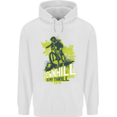 Downhill Mountain Biking My Thrill Cycling Mens 80% Cotton Hoodie White
