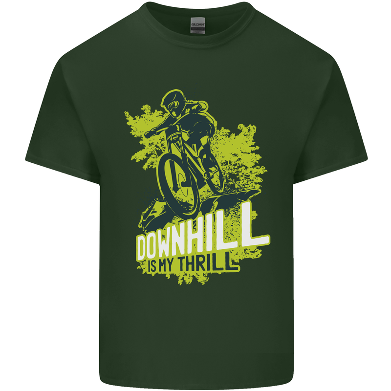 Downhill Mountain Biking My Thrill Cycling Mens Cotton T-Shirt Tee Top Forest Green