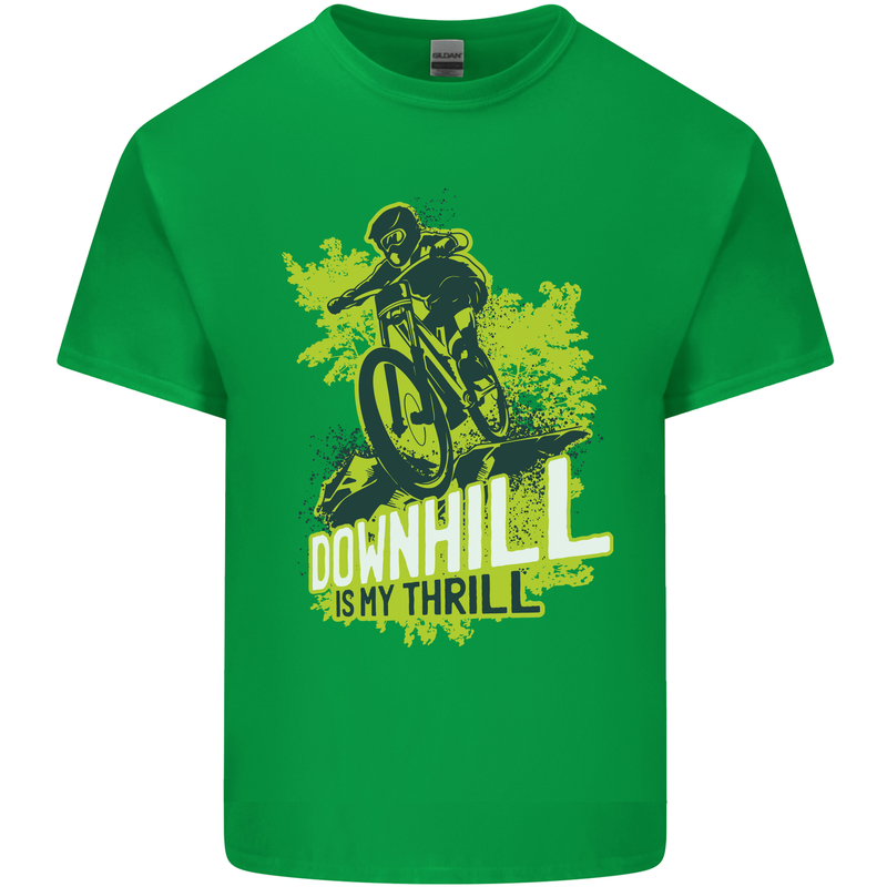 Downhill Mountain Biking My Thrill Cycling Mens Cotton T-Shirt Tee Top Irish Green