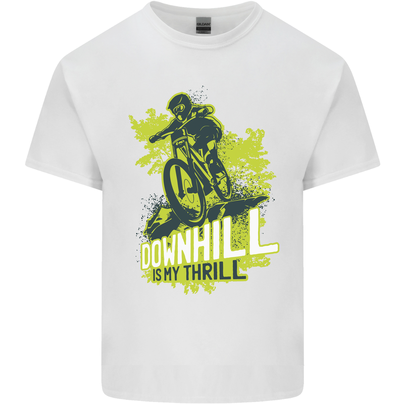 Downhill Mountain Biking My Thrill Cycling Mens Cotton T-Shirt Tee Top White