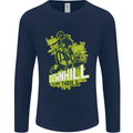 Downhill Mountain Biking My Thrill Cycling Mens Long Sleeve T-Shirt Navy Blue