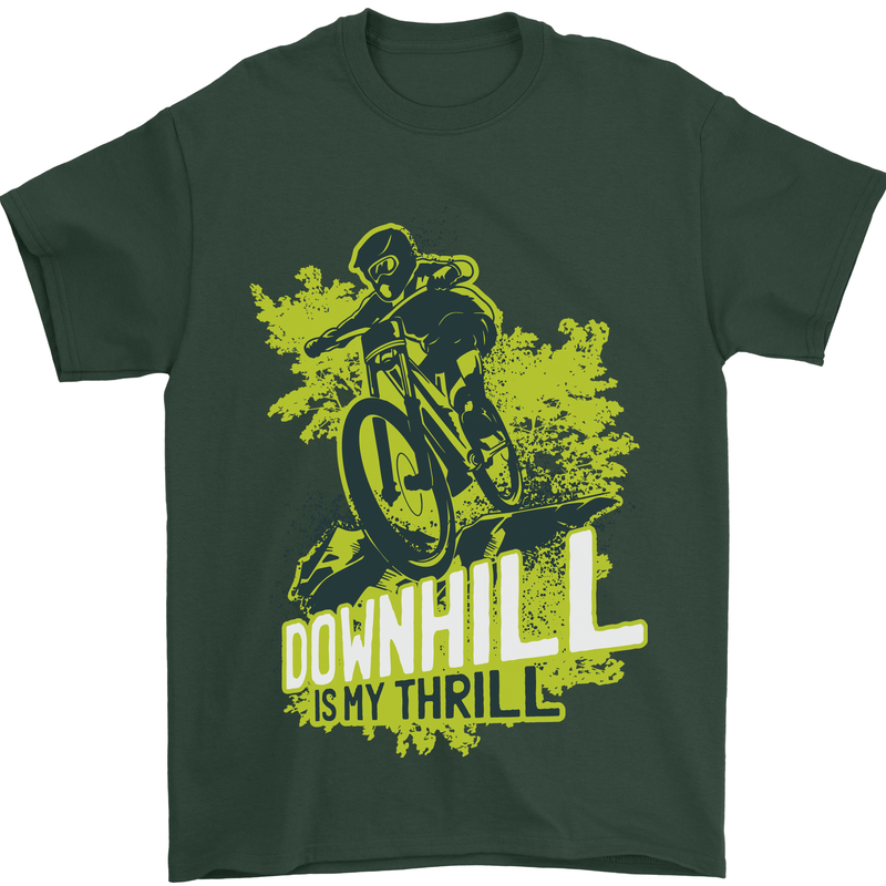 Downhill Mountain Biking My Thrill Cycling Mens T-Shirt Cotton Gildan Forest Green
