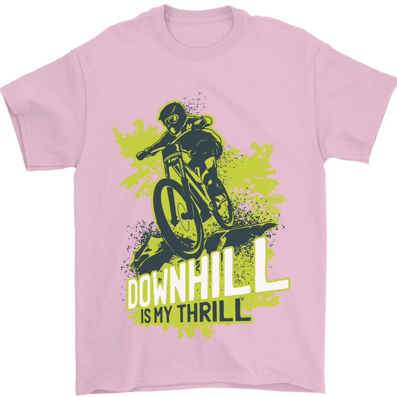 Downhill Mountain Biking My Thrill Cycling Mens T-Shirt Cotton Gildan Light Pink