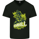 Downhill Mountain Biking My Thrill Cycling Mens V-Neck Cotton T-Shirt Black