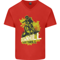 Downhill Mountain Biking My Thrill Cycling Mens V-Neck Cotton T-Shirt Red