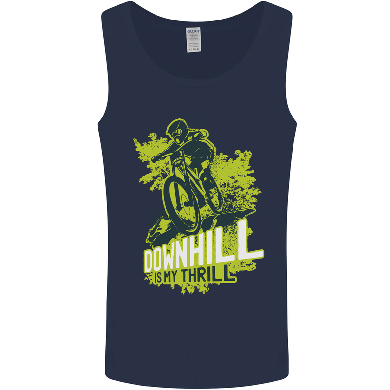 Downhill Mountain Biking My Thrill Cycling Mens Vest Tank Top Navy Blue