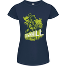 Downhill Mountain Biking My Thrill Cycling Womens Petite Cut T-Shirt Navy Blue