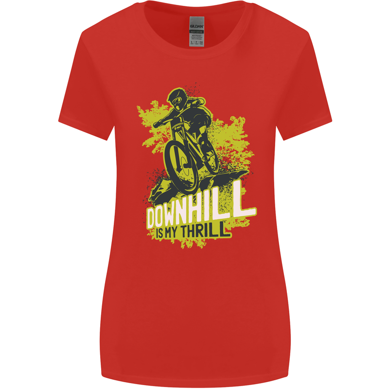 Downhill Mountain Biking My Thrill Cycling Womens Wider Cut T-Shirt Red